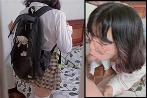 Su sobrina colegiala llega a casa y se la folla